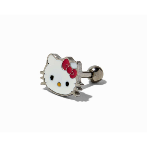 New Hello Kitty Stainless Steel Enamel Face 16G 1.2mm Cartilage Earring - Picture 4 of 9